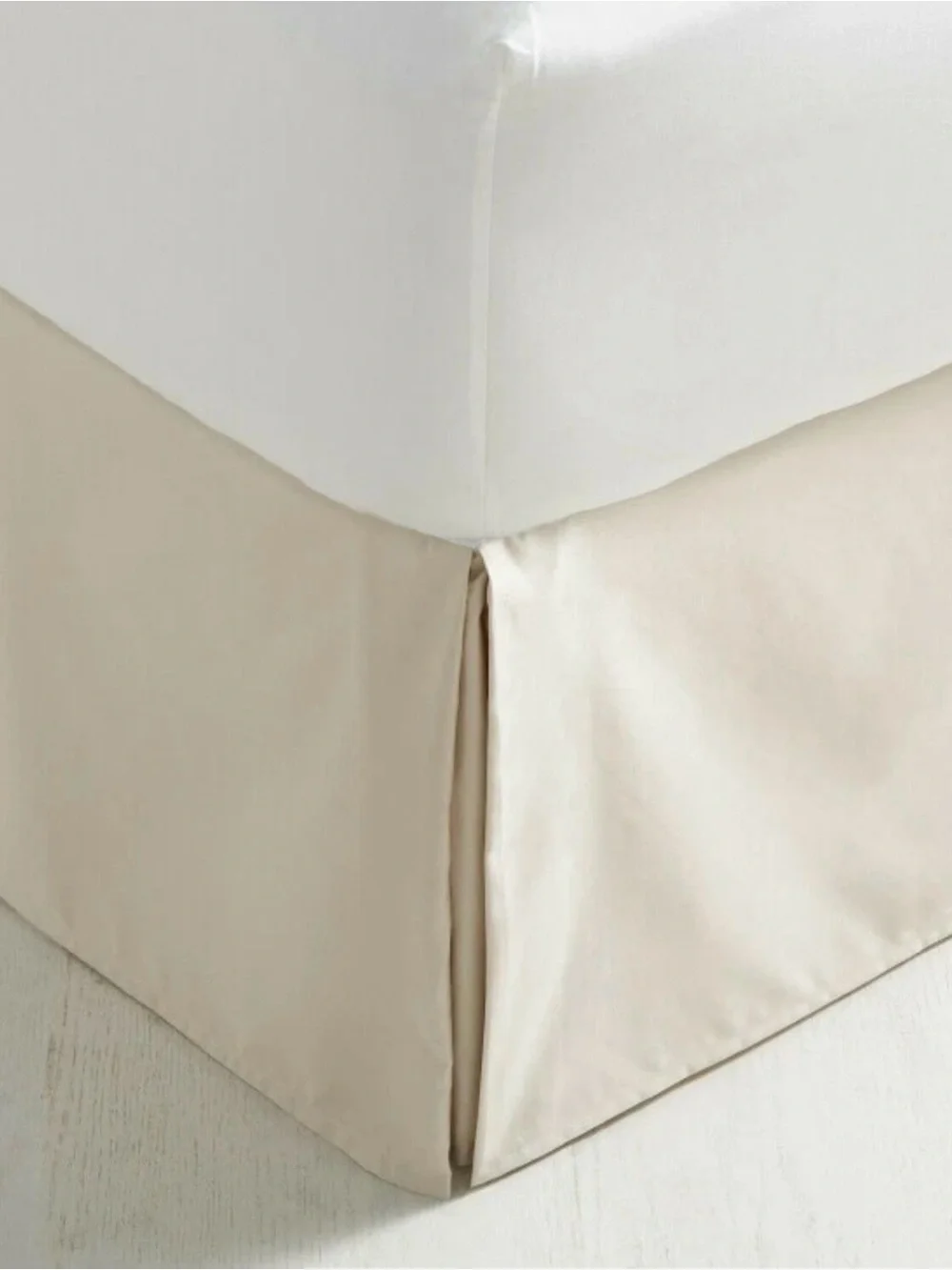New Hudson Park Queen Classic Tailored Bedskirt Ivory Beige Satin Supima Cotton